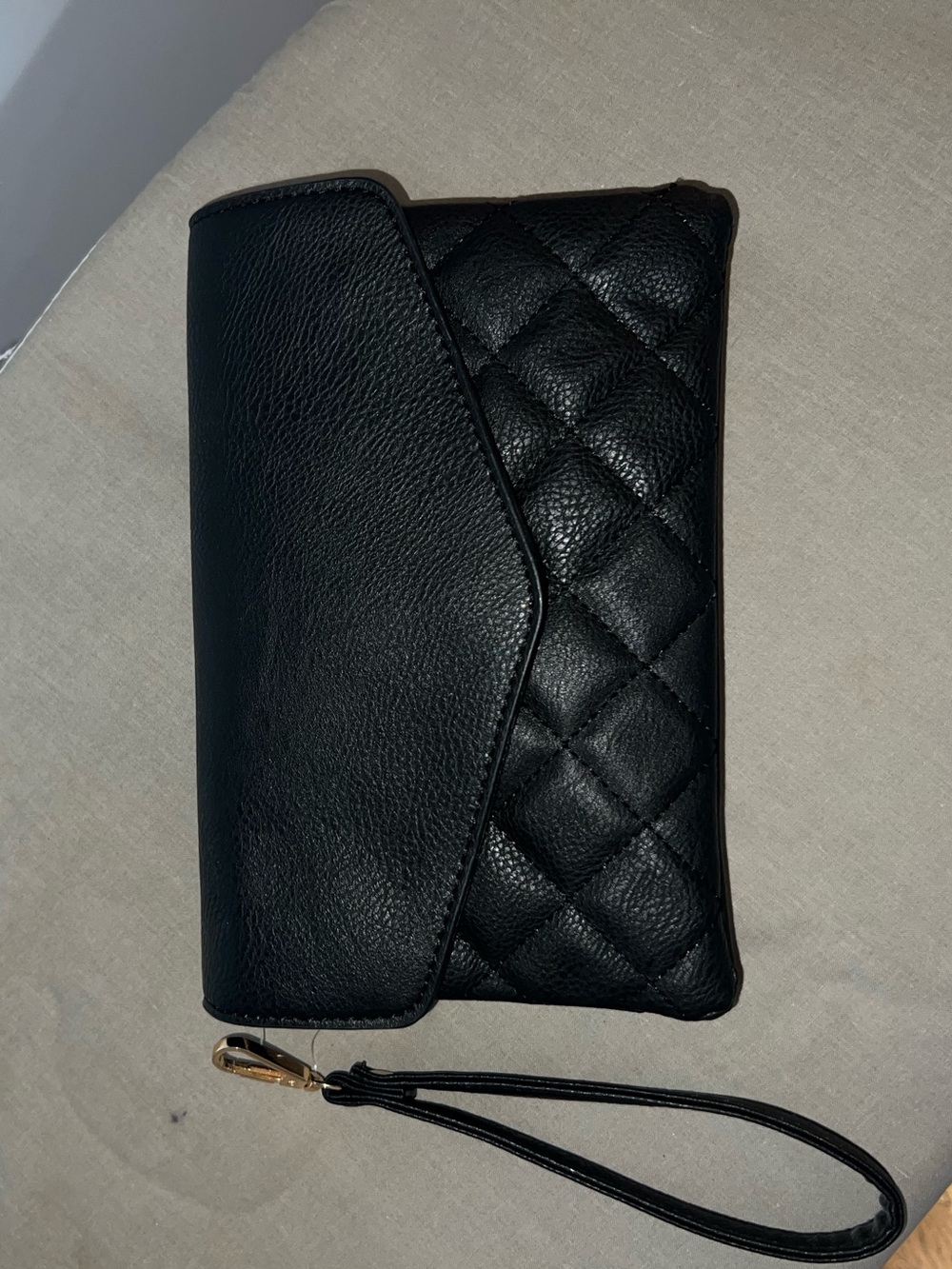 Black Quilted Wristlet Clutch - Women's Bag